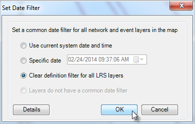 Clearing definition filters for LRS layers